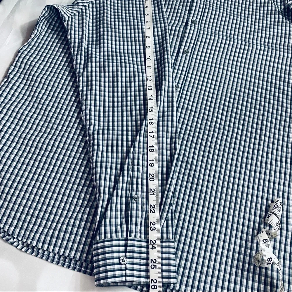 Theory Mens Zack PS Gressenhall Gingham Button Down Shirt XXL Navy Blue F0174518